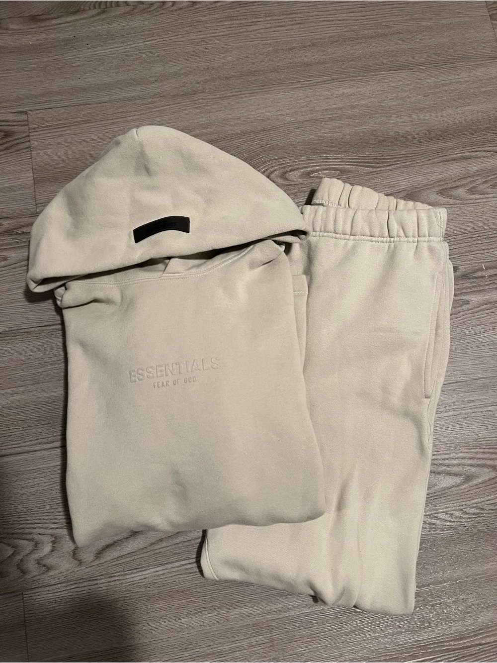 ESSENTIALS Sandstone Crewneck Hoodie in Light Beige